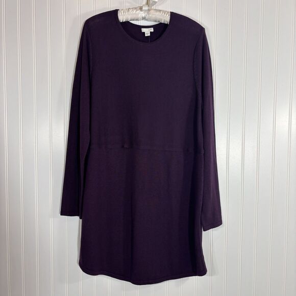 J. Jill Womens Wool Blend Knit Grace Tunic Sweater Size M Purple Side Slits NEW - Picture 1 of 12